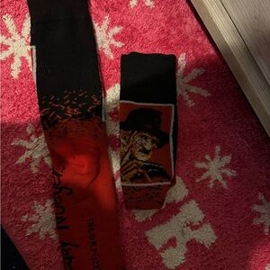 Horror Themed Black and Red Socks